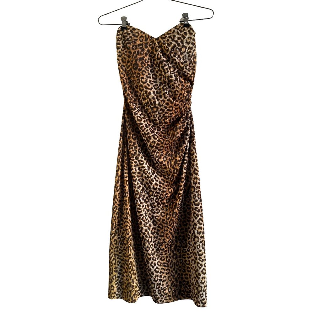 Vintage Leopard-Print Midi Dress, Size Small